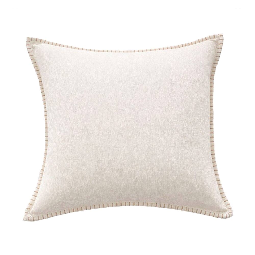 Textured Throw Pillow with Stitched Contrast Edge Set of 2