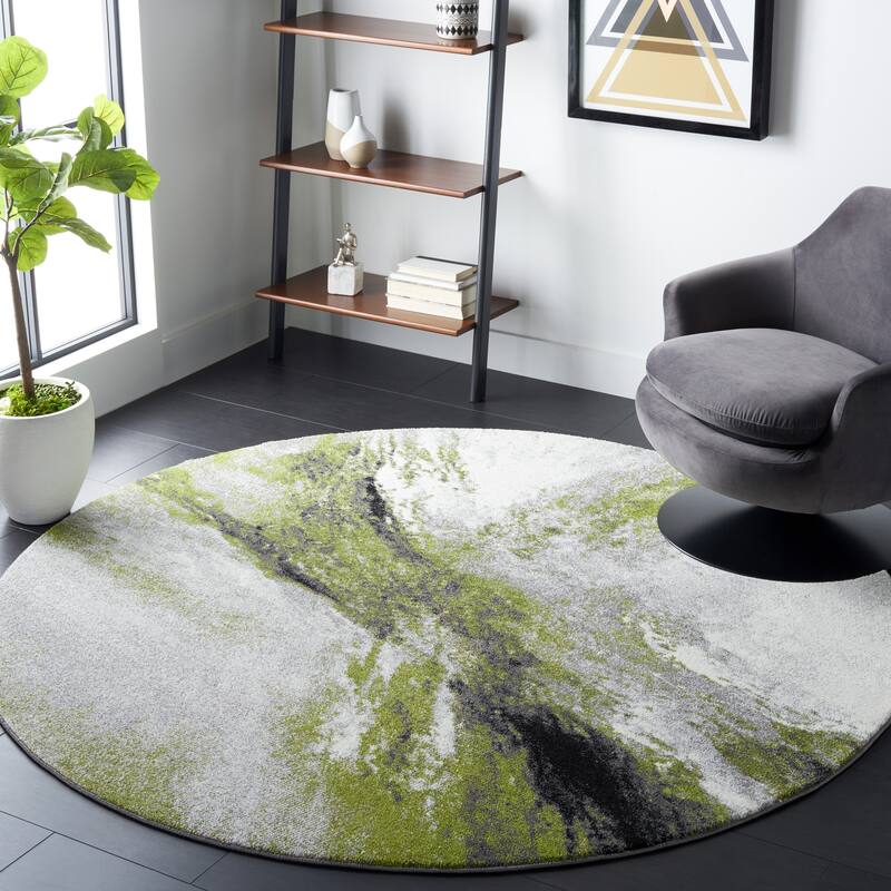 SAFAVIEH Galaxy Consuela Modern Abstract Rug - 4' Round - Grey/Green