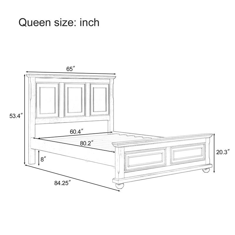 Pinewood Vintage Queen Bed - White