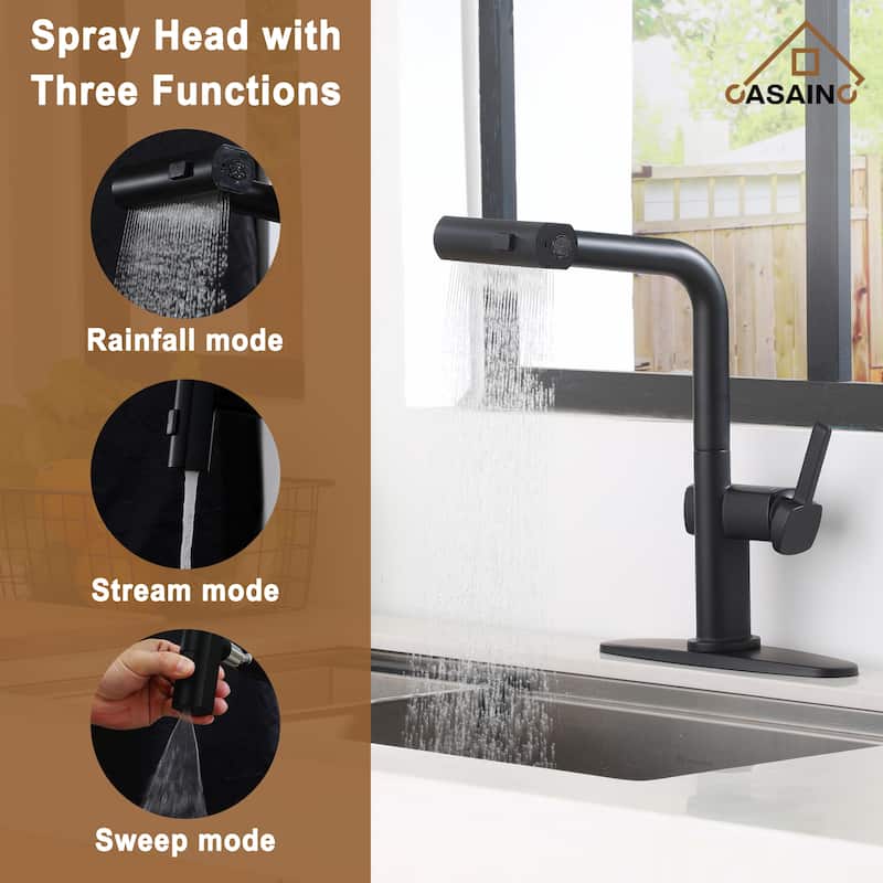 Single Handle Pull Down Sprayer Kitchen Faucet with Motion Sense Wave, Power Boost
