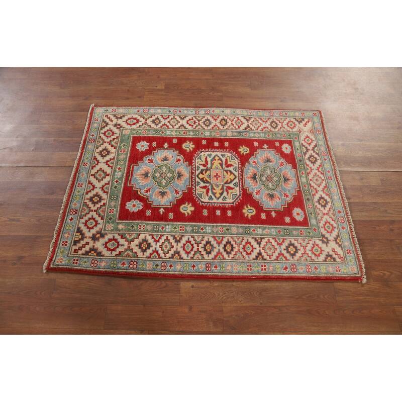 Traditional Red Kazak Foyer Rug Handmade Wool Carpet - 2'10" x 3'9"