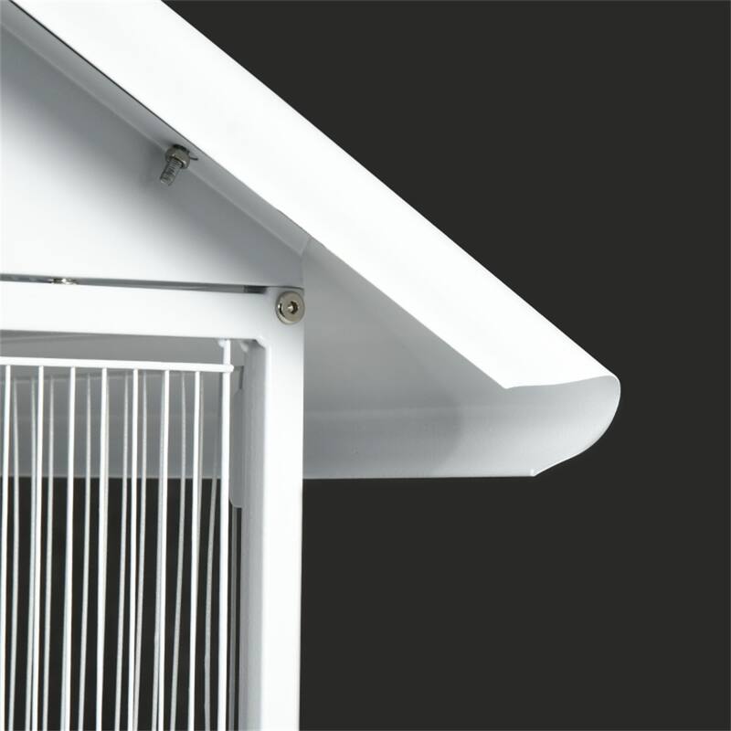 Spacious White Metal Bird Cage with Sliding Feeding Doors Perches and Wheels for Small to Medium Birds