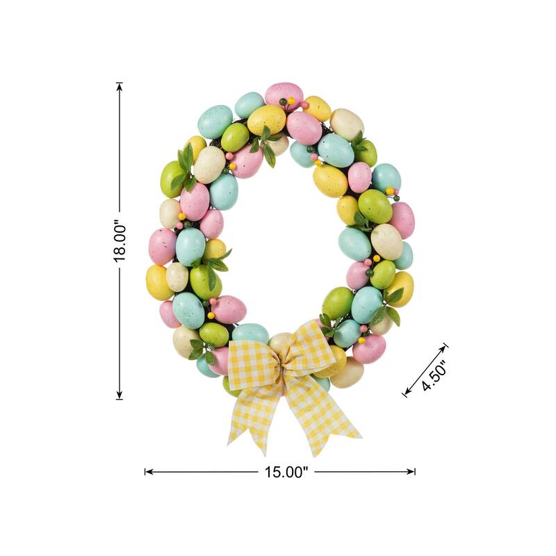 Glitzhome 18"D Easter Purple Hue Eggs Wreath for Front Door Wall Decor