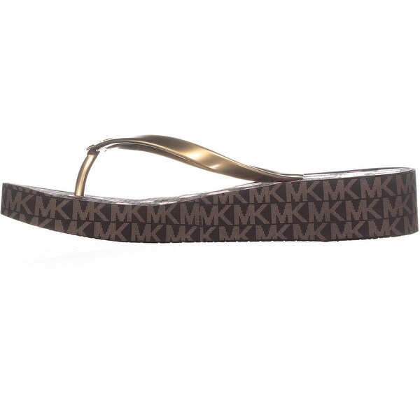 gold michael kors flip flops