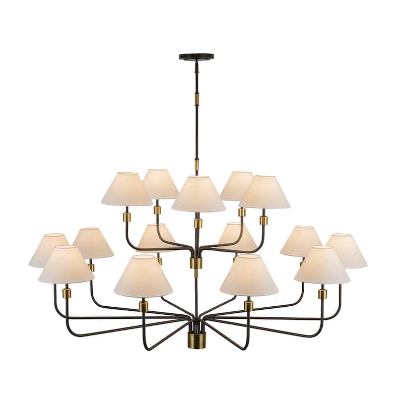 Artcraft Providence 15-Light Chandelier - Black with Brushed Brass Accent