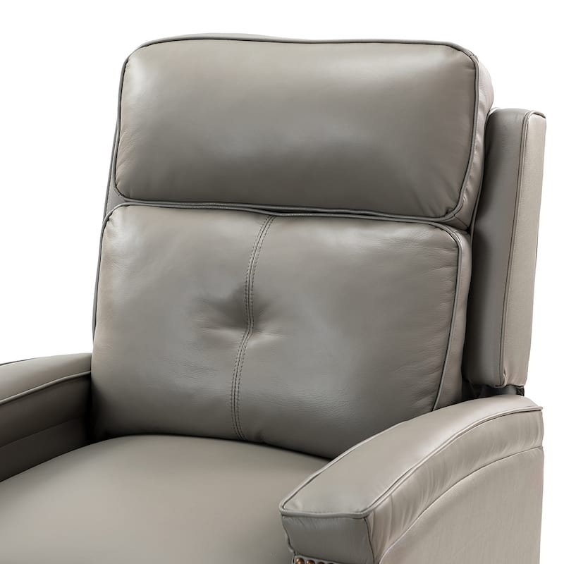Gaspar Mid-Century Modern Genuine Leather Pushback Recliner with Wood legs Set of 2 by HULALA HOME