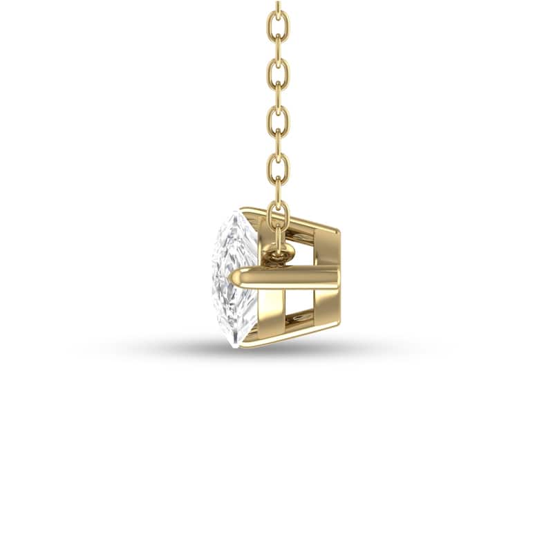 Marquee Lab Grown 1 Carat Floating Pear Shaped Diamond Solitaire Pendant in 14K Yellow Gold