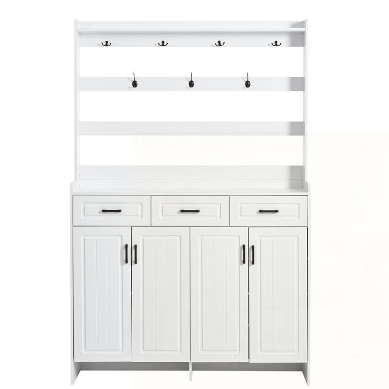 Four-Door Shoe Cabinet with Coat Rack