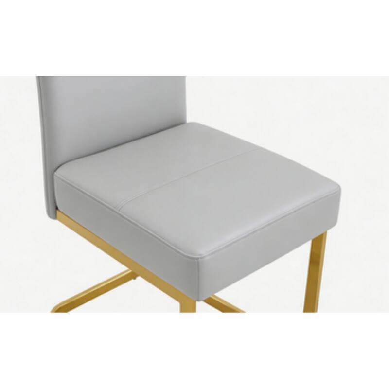 Set of 4, 15.7" PU Upholstered Dining Chairs with Golden Metal Legs