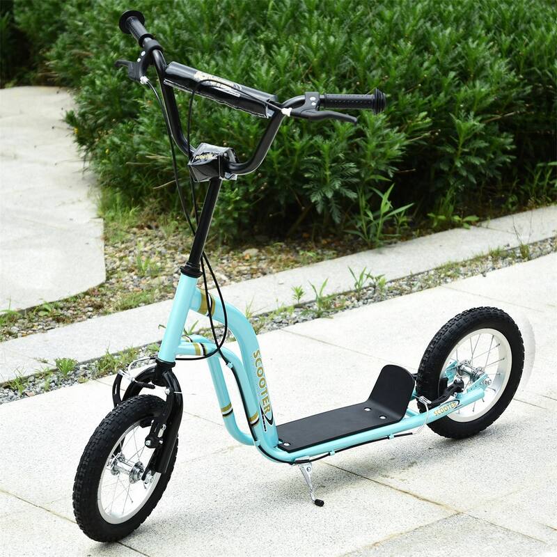 Steel Aluminum Kids Scooter with Adjustable Height Handle - 47.25"L x 22.75"W x 33.5"-37.5"H