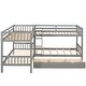 preview thumbnail 4 of 24, Twin Over Twin Size L-Shaped Bunk Bed with 2 Upper Bed and 2 Bottom Beds, Wooden Bunk Bed with Drawers, Ladder and Guardrails