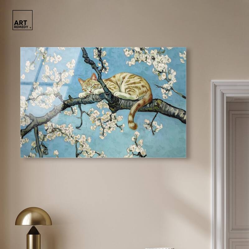 Autumn Blossom Kitten Acrylic by Art Remedy, Ready to Hang