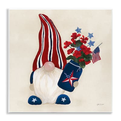 Stupell Patriotic Gnome & Flowers Wall Plaque Art Design By Yvette St. Amant