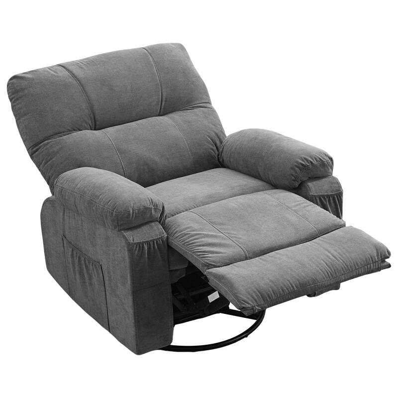 360° Linen Swivel Rocker Recliner with Side Pockets