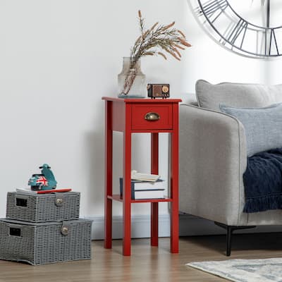 2-Tier Side Table with Drawer, Bottom Shelf