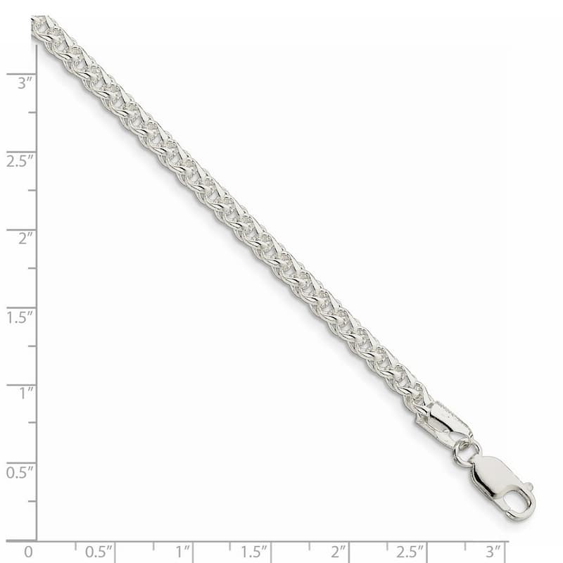Curata 925 Sterling Silver Solid 4mm Wheat Chain Necklace for Men