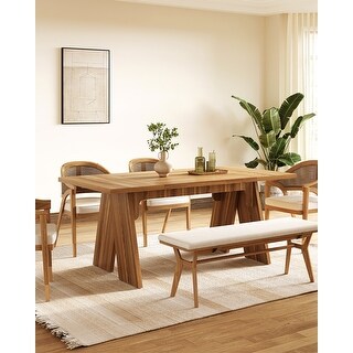 Rectangular Dining Table with Solid Wood Legs for Kitchen, Dining Room ...