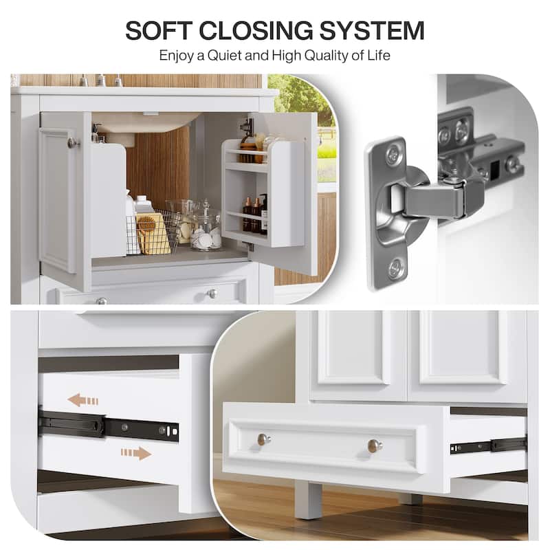 30 Inches Modern Bathroom Vanity with Sink & 1 Drawer, Vanities Cabinet