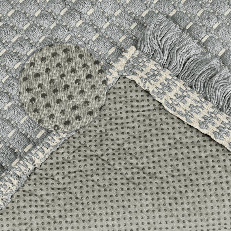 Boho Bathroom Rug, Woven Tecture Rug for Bedroom Throw Rug with Fringe