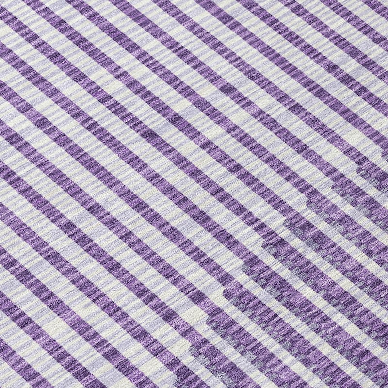 Machine Washable Indoor/ Outdoor Abstract Stripe Chantille Rug
