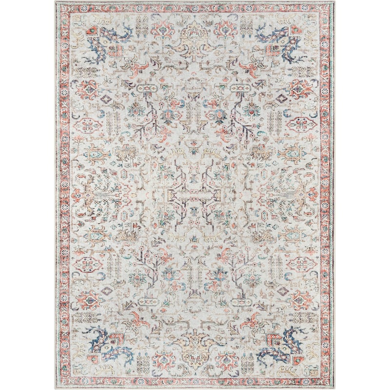 Well Woven Lotus Pomona Vintage Medallion Machine Washable Area Rug - 6' 7" x 9' 3" - Ivory - Rectangle