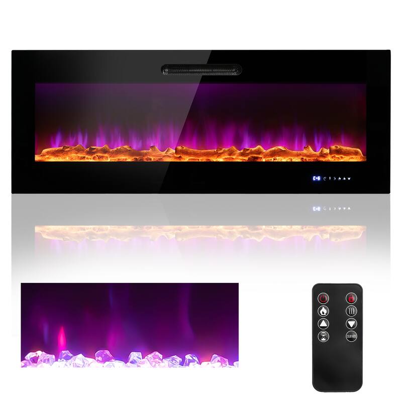 Costway 50''\60'' Electric Fireplace Recessed Wall Mounted Heater - 50''