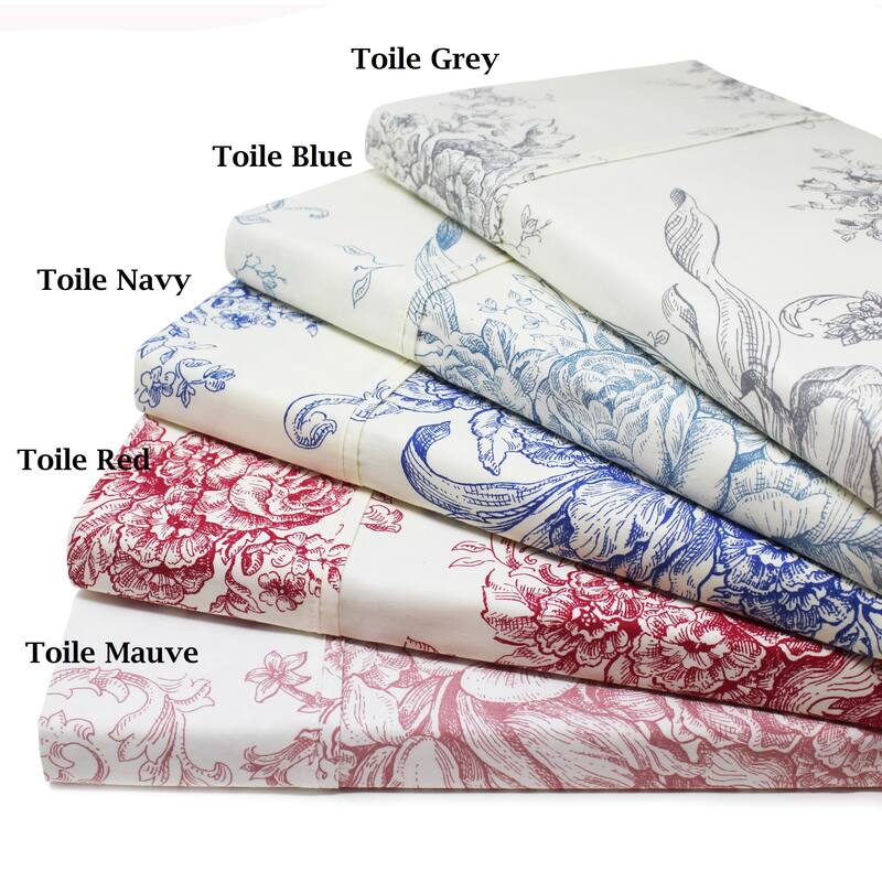 Printed Floral Design Cotton Collection Sheet Set and Pillowcases