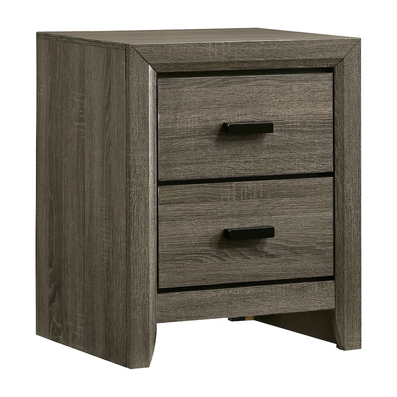 Aury Transitional Grey Solid Wood 2-Drawer Nightstand by Furniture of America