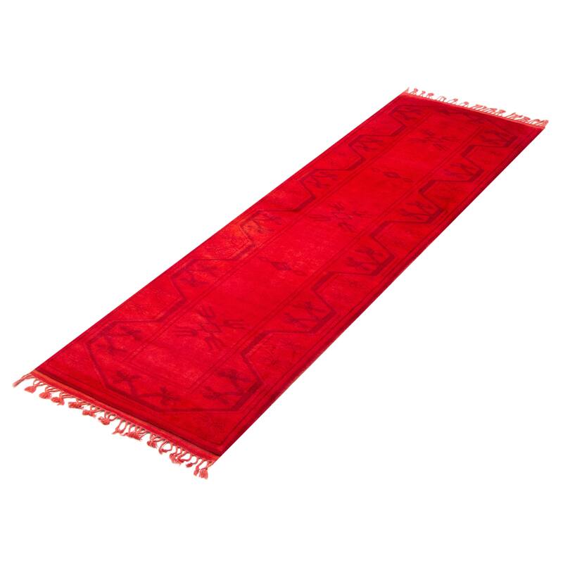 ECARPETGALLERY Hand-knotted Color Transition Red Wool Rug - 2'8 x 9'5