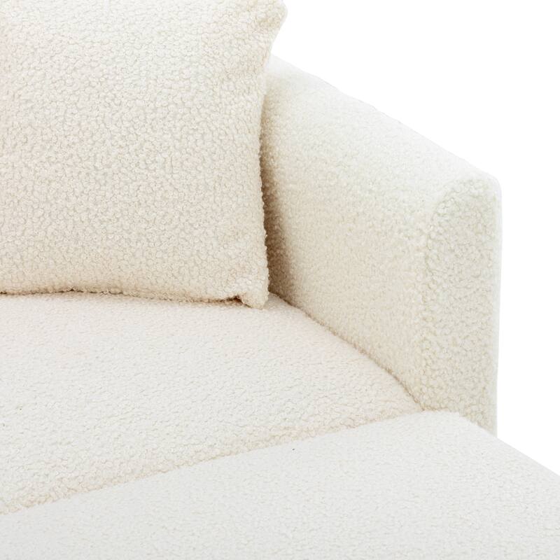 White Teddy 62.2" Chaise Lounge Chair with Iron Legs