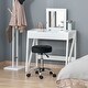 preview thumbnail 9 of 14, HOMCOM Round Vanity Stool with Height Adjustable Lift, Luxury Style Upholstery and Swivel Seat and Wheels - 13.75"x13.75"x24"