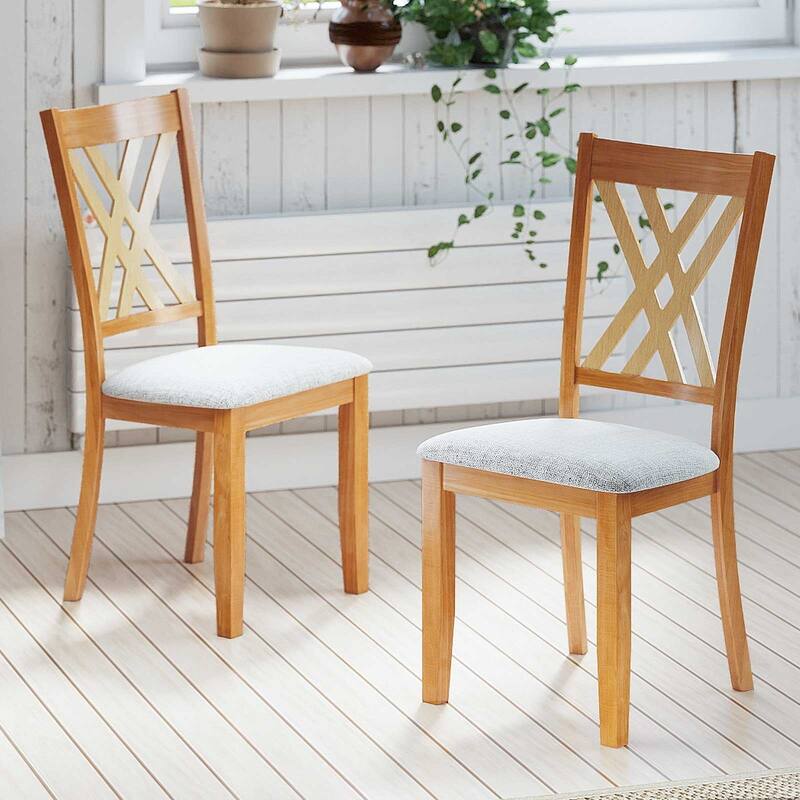 Costway 4 PCS Linen Fabric Upholstered Kitchen Armless Chairs with - See Details