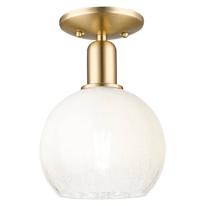 Innovations Lighting Downtown Urban - Brookhaven Globe - 1 Light 8" Semi-Flush Mount Light - Champagne Bronze/Opal Shade