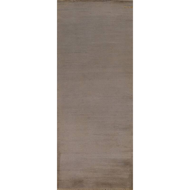 Hand Knotted Oriental 100% Wool Carpet Modern Modern Brown Gabbeh Runner Rug - 9' 9'' X 3' 2''