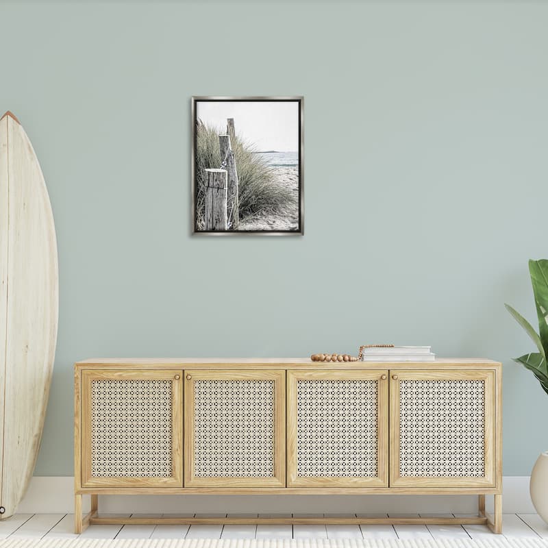 Stupell Coastal Beach Landscape Framed Floater Canvas Wall Art Design by Incado