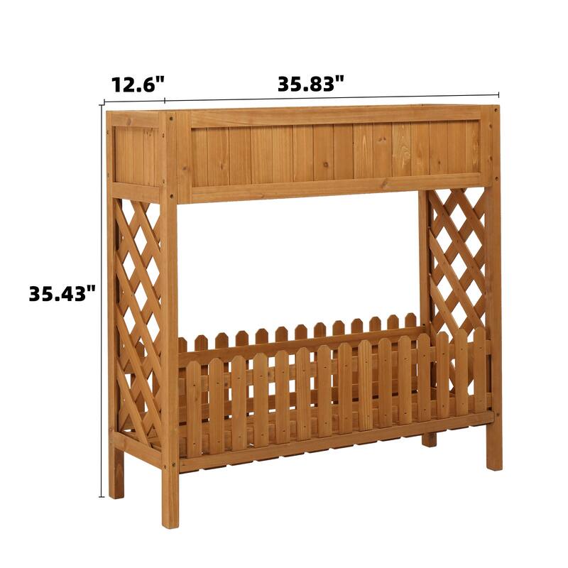 Wooden Planter Box 36 Inch Elegant Garden Patio Balcony Plant Container Durable Easy Assembly - 35.53x 12.6 x 35.43"