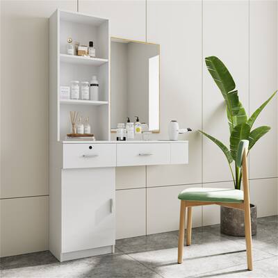 Multi-layer Storage Bookshelves, Dresser Desk W/ Drawers & Cabinet