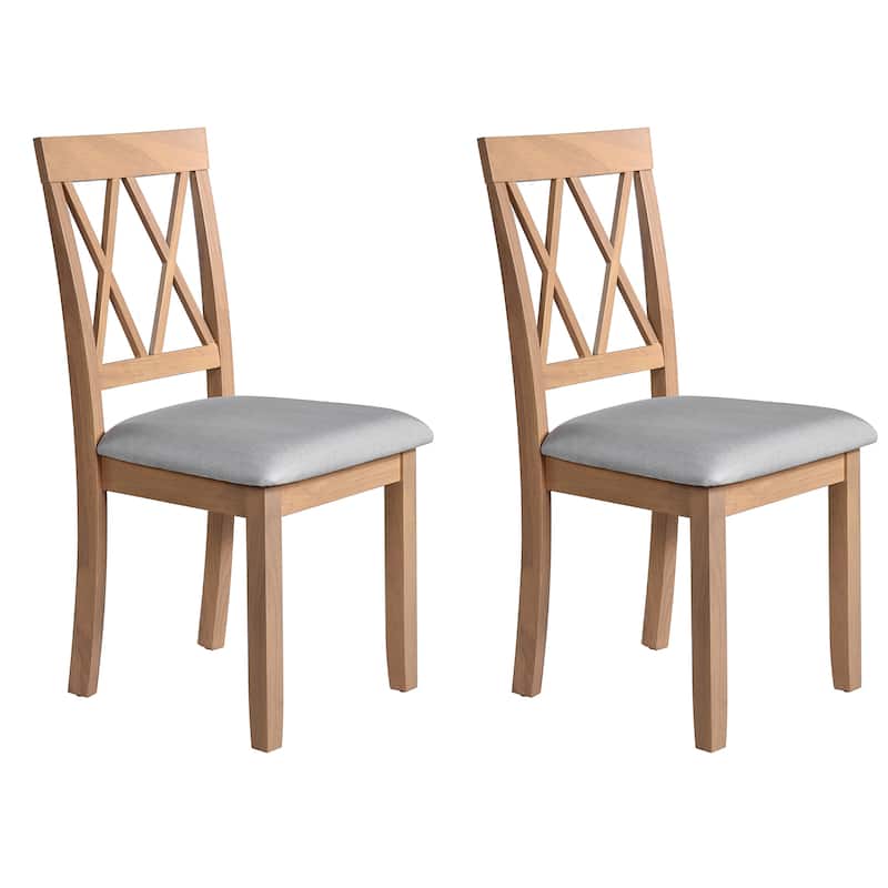 Dining Chairs Set of 2, Upholstered Kitchen Chairs with Solid Wood Legs - Natural