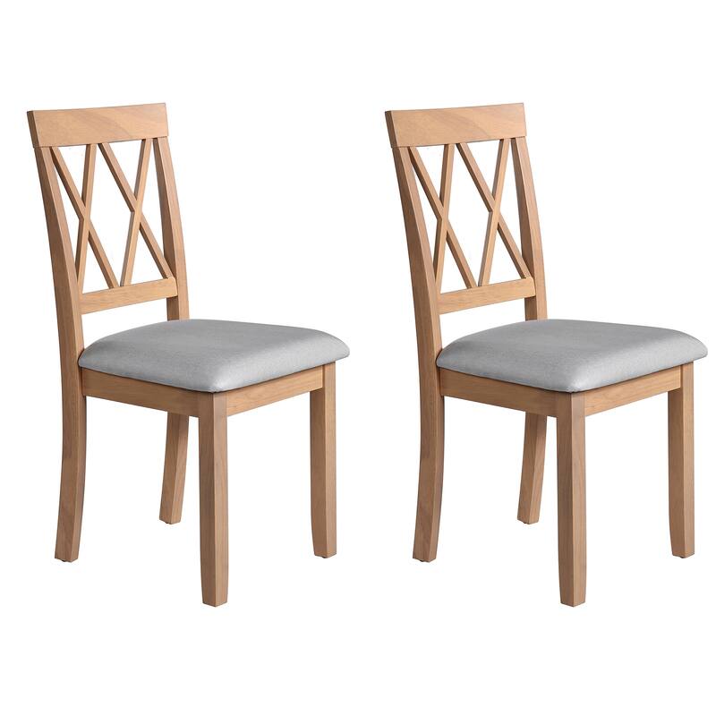 Roomfitters Dining Room Chairs Set of 2, Upholstered Fabric Accent Side Chairs with Solid Wood Legs and Padded Seat - Natural