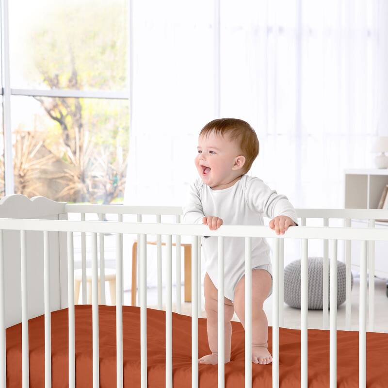 Sweet Jojo Designs Boho Wildflower Vintage Floral Girl 2 Pack Fitted Crib Sheets Solid Rust Orange and Black Bohemian Farmhouse