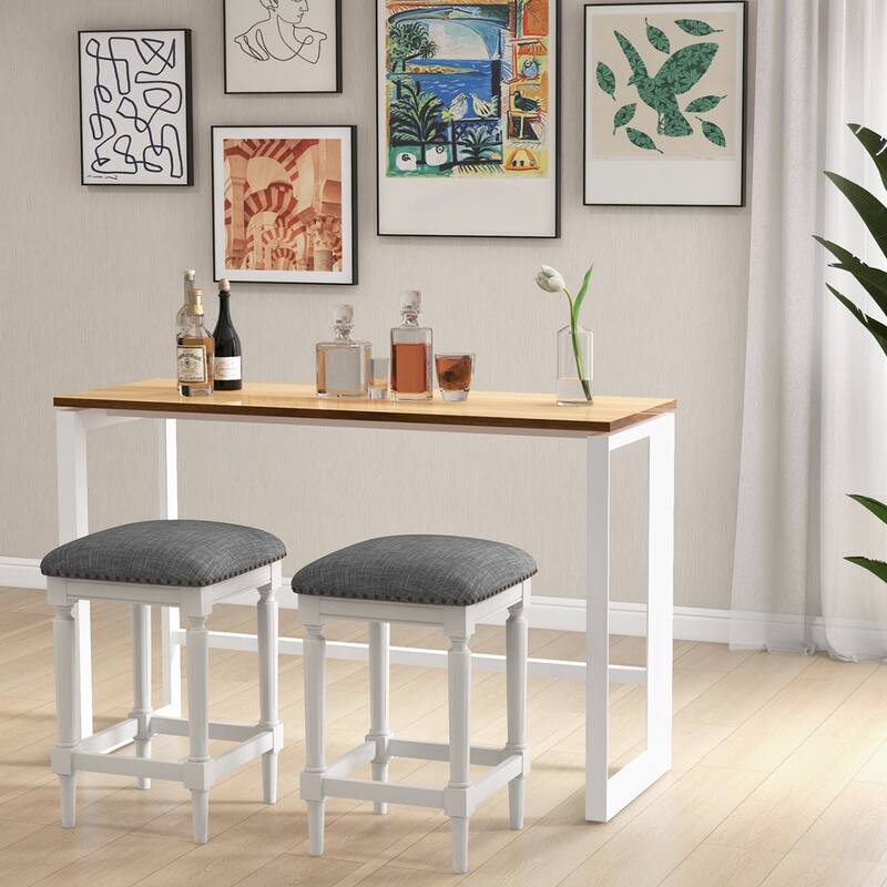 Costway 3 Heights Saddle Stool Set of 2 Square Kitchen Island Stool - See Details
