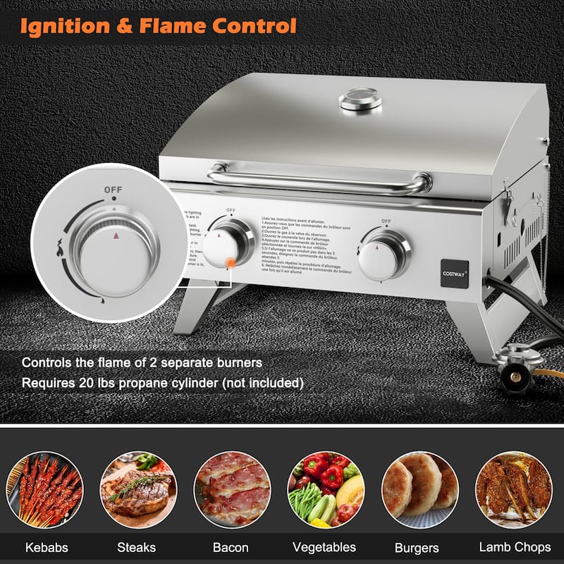 Costway 20,000 BTU Portable Gas Grill with Lid & Handle Top - See Details