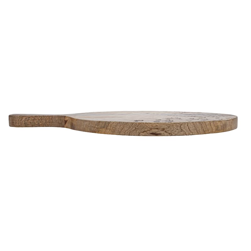 Mango Wood Cheese Board with Laser Etched Flowers - 15.8"L x 11.8"W x 0.8"H