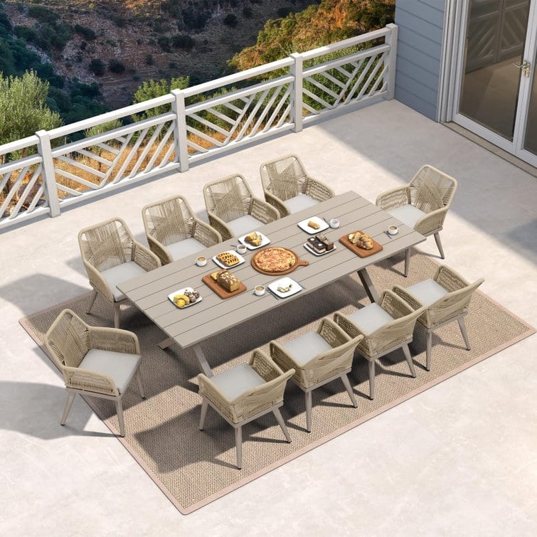 PURPLE LEAF PE Rattan Outdoor Dining Set with All Aluminum Frame