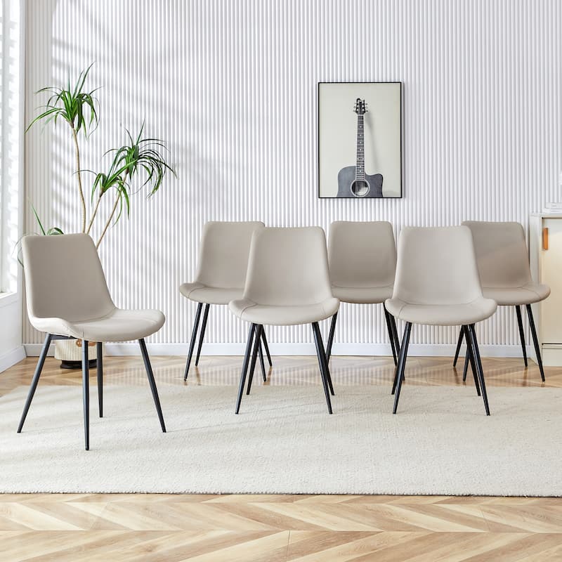 Set of 4 Artificial Leather Backrest Cushion Dining Chair Curved Widened Cushion Design for More Comfort