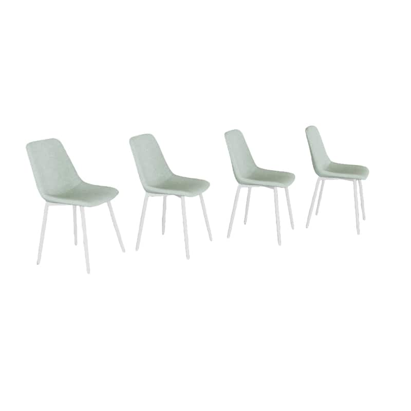 Modern Linen Padded Dining Chairs with Metal Legs (Set of 4)