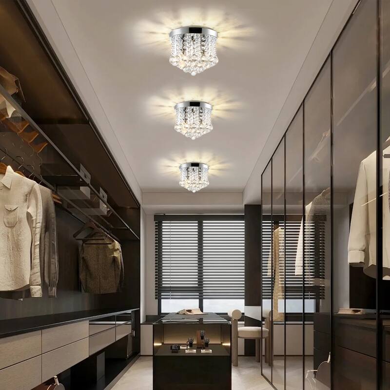 Crystal Flush Mount Ceiling Light Crystal Chandeliers with Crystal Pendant E12 - 2-Light