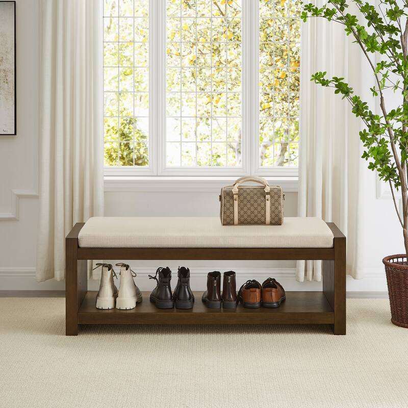 47" Accent Bench with Lower Shelf Shoe Rack