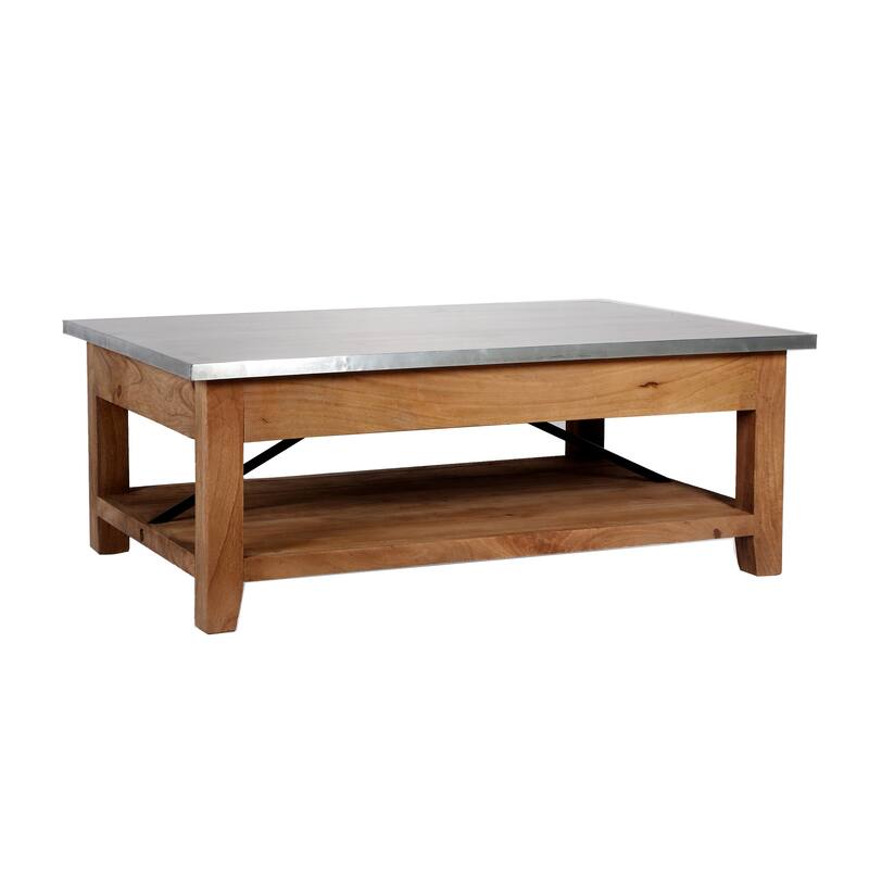 Carbon Loft Blitz Wood and Zinc Metal 48-inch Coffee Table with Shelf