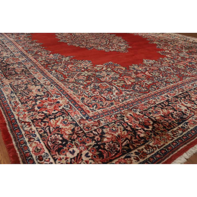 Hand Knotted Oriental 100% Wool Carpet Traditional Floral Red Mahal Area Rug - 14' 2'' X 10' 1''